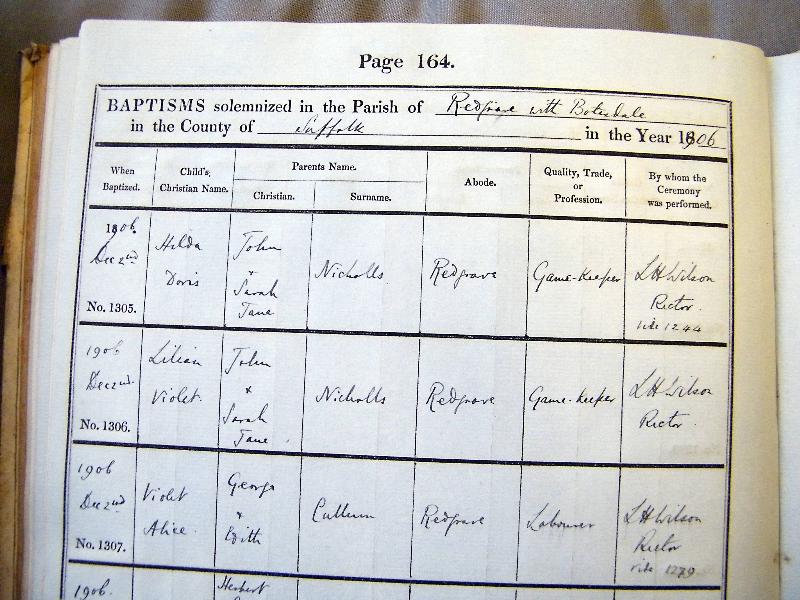 Nichols (Hilda Doris & Lilian Violet) 1906 Baptism